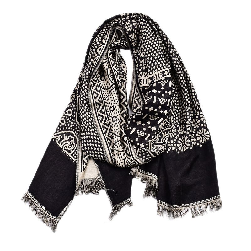 Unisex Scarf for men Paisley for men short beard ethnic style scarf_voghion.com