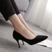MTX High Heels For Women 2025 Spring And Autumn New Black Stiletto Pointed Toe Shallow Mouth Suede Professional Plus Size_voghion.com