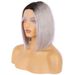 Caschetto corto 1b/grigio chiaro parte centrale caschetto corto 13x4x1 Parrucca in pizzo Parrucca 100% capelli umani_voghion.com