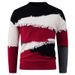 Maglione moderno in maglia color-block – Pullover oversize con scollo rotondo per uomo (grigio/rosso/verde, M-3XL)_voghion.com