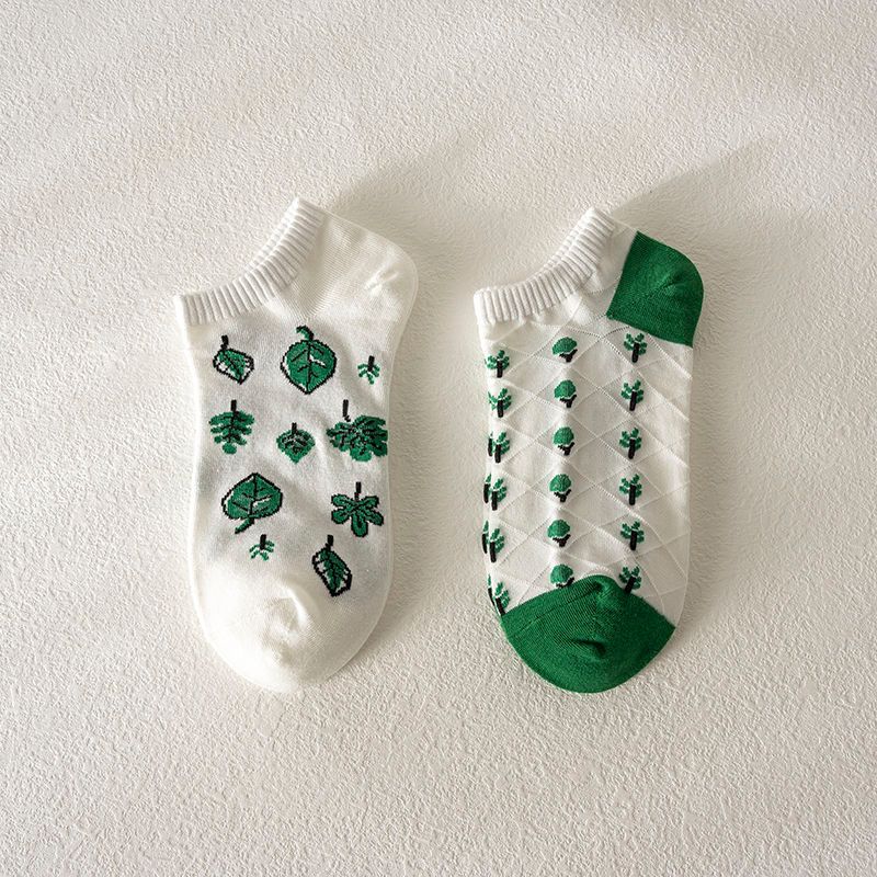 Calzini corti da donna in Corea del Sud, calzini estivi sottili da studente verde, carini in stile college, calzini da barca alla moda, bianchi_voghion.com