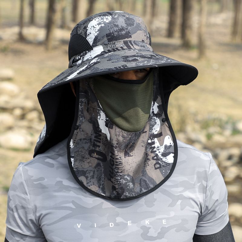 Cappello da sole con protezione per il collo da uomo e mantella staccabile - UPF 50+ e anti-zanzare per escursionismo e attività all'aperto_voghion.com