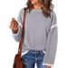 Women's Clothing Oversized Knit Sweater With Color-Block Detail – Cozy Acrylic Round-Neck Pullover For Women_voghion.com