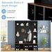 ON-TREND Farmhouse Wooden Style Hall Tree With 6 Hooks, Practical Walnut Storage Bench With Adjustable Shelves, 4-in-1 Entryway Shoe Cabinet With 13 Cubbies For Mudroom, Living Room, Black, 76.7"H_voghion.com