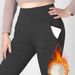 Leggings a vita alta foderati in pile per donna - Pantaloni da yoga termici invernali con comfort elasticizzato, collant da allenamento morbidi e caldi in nero, grigio scuro_voghion.com
