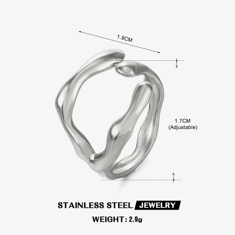 Anello in acciaio al titanio placcato oro, nuovo e irregolare, alla moda_voghion.com