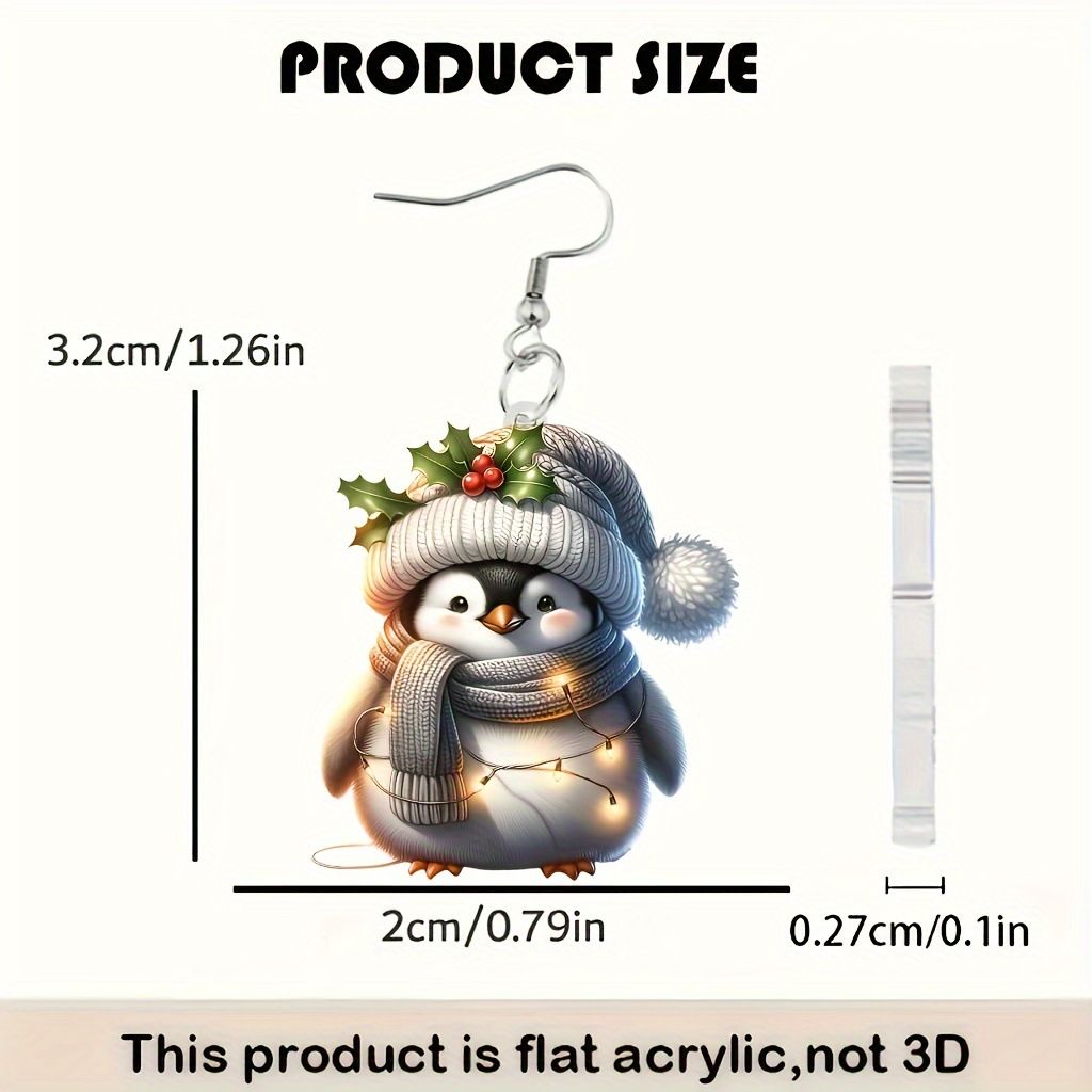 Niedliche Pinguin-Ohrringe aus Acryl für Damen, Party-Charm-Anhänger, Halloween-Thema, Schmuckzubehör_voghion.com