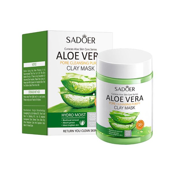 Maschera di fango in gel per la pulizia dei pori per pelli delicate SADOER Full English Aloe Vera 100 g_voghion.com
