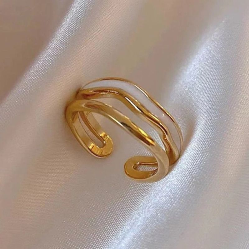 Superheller weißer Perlmutt-Emaille-Ring für Damen, Zeigefingerring im Nischendesign, leichter Luxus-High-End_voghion.com