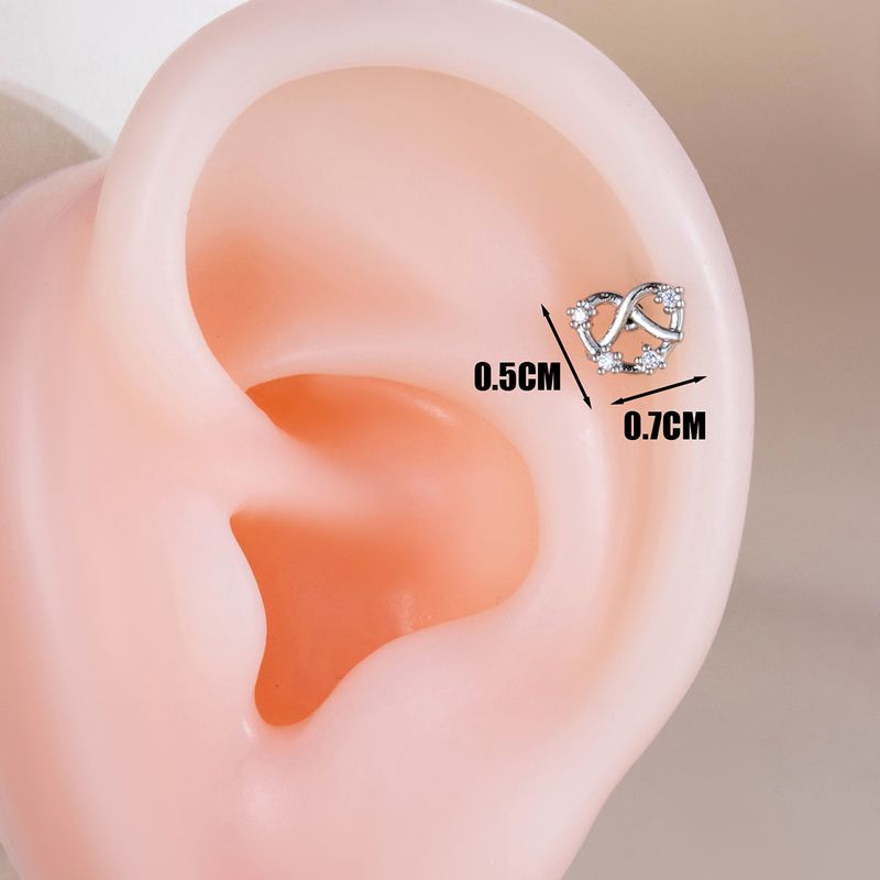 1 Piece Casual Simple Style Classic Style Heart Shape Hollow Out Inlay Copper Zircon Ear Studs_voghion.com