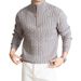 Herren-Zopfmusterpullover, Winter, Pullover mit halbem Reißverschluss, dicker, lässiger Rundhalspullover für den Alltag_voghion.com