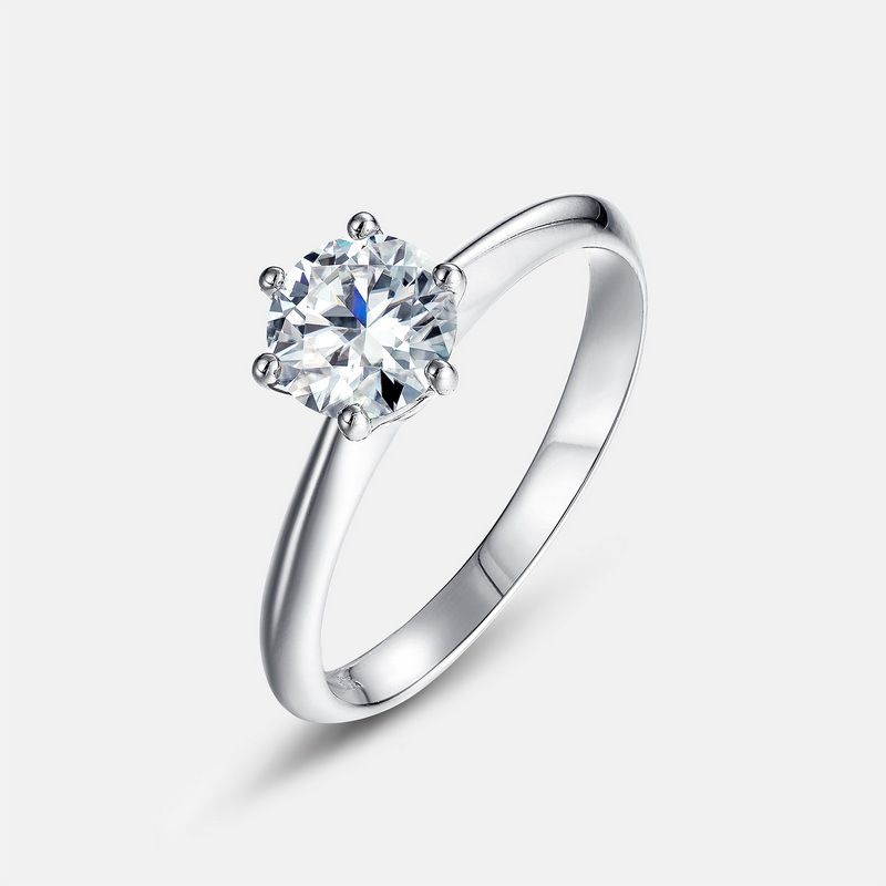 Anello classico con sei griffe intarsiate di moissanite Anello da donna in argento S925 con diamanti intarsiati da 1 carato Semplice_voghion.com