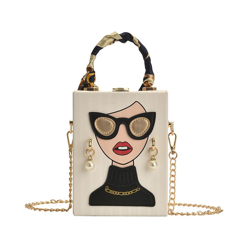 Borsa a tracolla obliqua piccola, stile retrò, con graffiti, 2023, nuova personalità transfrontaliera_voghion.com