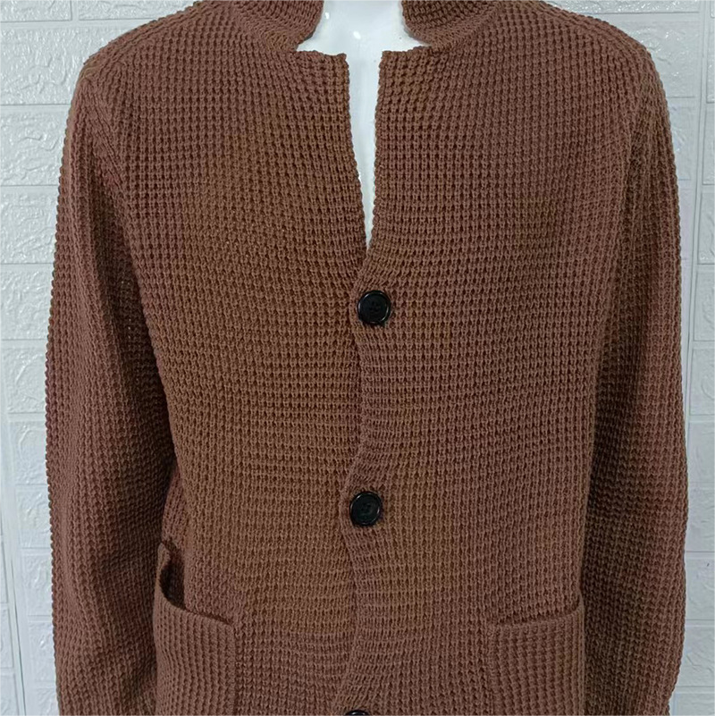 Men's sweater coat slim suit stand collar knit sweater autumn and winter new cardigan men_voghion.com