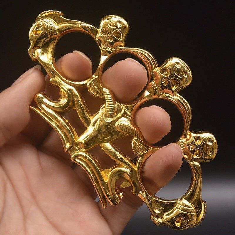 Defense Fighting Sheep Head Skull Brace Iron Four Tiger Finger Joint Hand Martial Arts Fist Ring_voghion.com