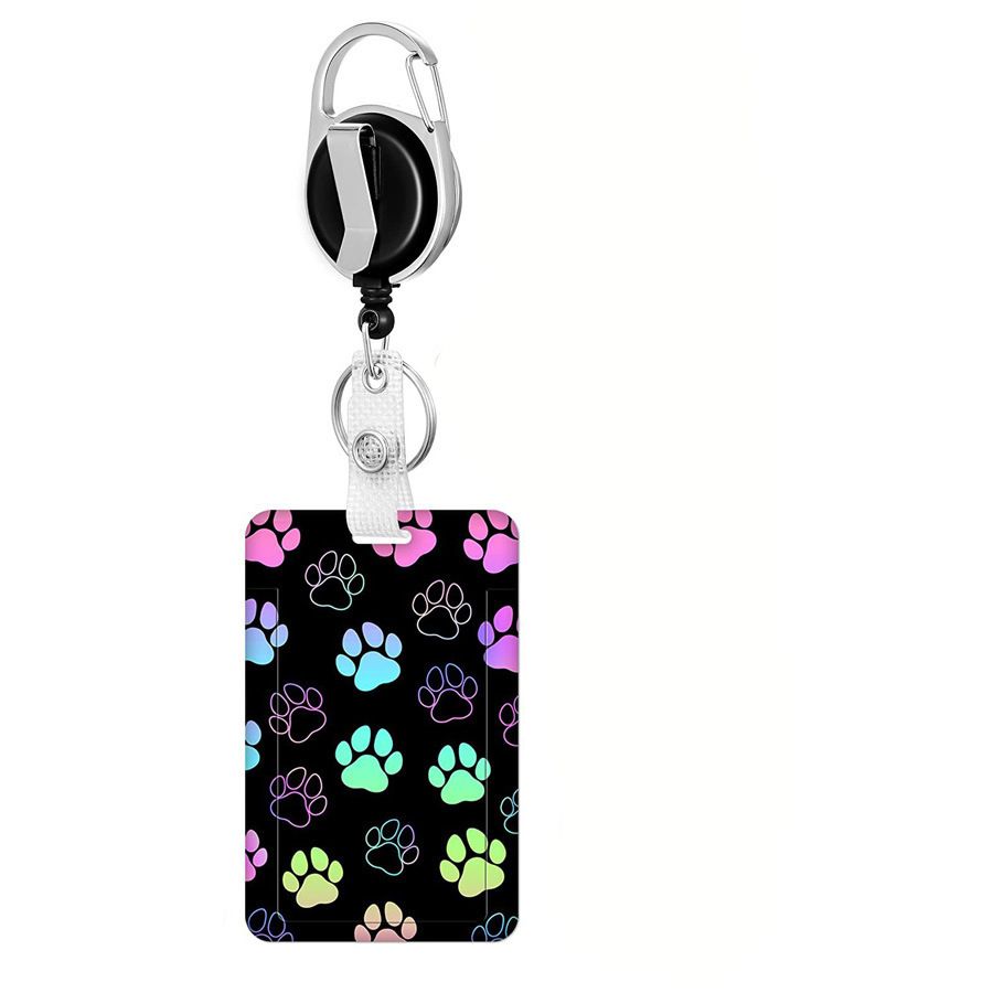 Zwart-wit patroon kaarthouder ABS schuifkaart badge scroll intrekbaar gemakkelijk te trekken gesp werkkaart_voghion.com