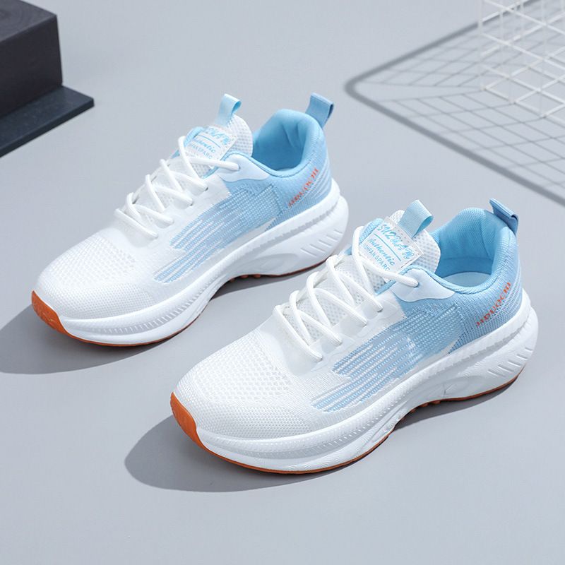White Sneakers Thick Sole Lightweight Running Fashion Trend Spring Breathable Sports Women's Shoes_voghion.com