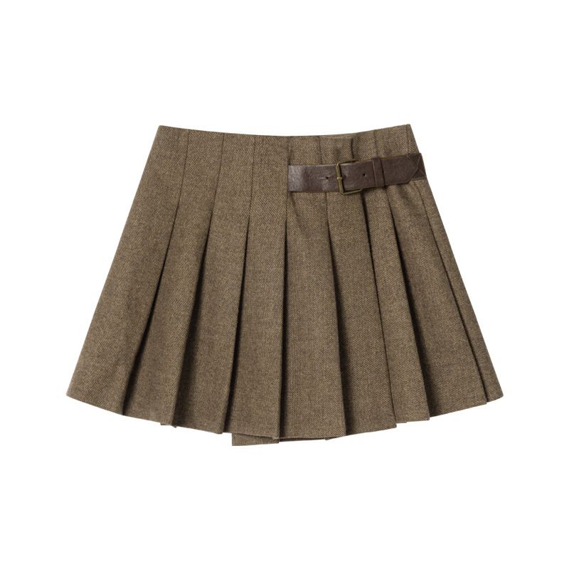 College Retro Dark Plaid Suit Pleated Skirt Set 2025 New Simple Small Two Piece Set_voghion.com