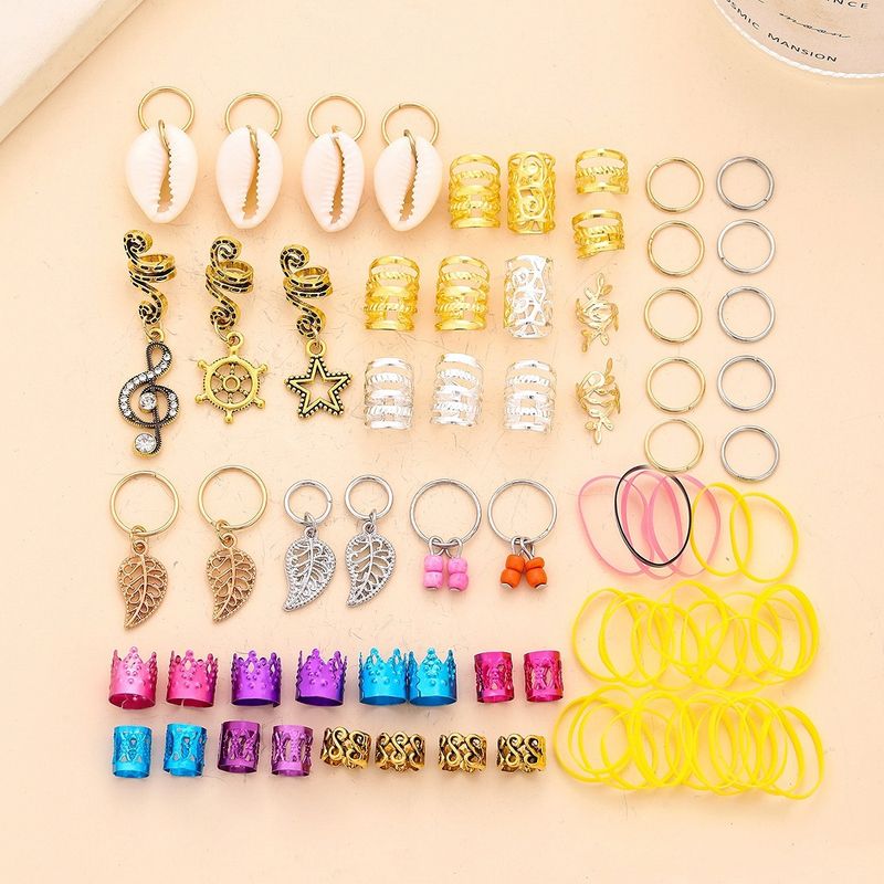 New European & American Unique Metal Pendant Dreadlock Decor Hair Clip, Fashion Leaf Open Retro Hair Ring_voghion.com