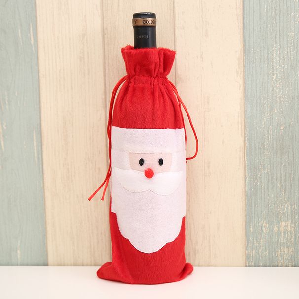 Weinflaschentasche mit Weihnachtsmann-Motiv – Weihnachtsgeschenktasche für Champagner und Wein – Festliche Weihnachtsdekoration – Wiederverwendbarer und umweltfreundlicher Vliesstoff_voghion.com