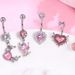 Piercing per ombelico in acciaio inossidabile con zircone a forma di cuore, a forma di farfalla rosa, da donna_voghion.com