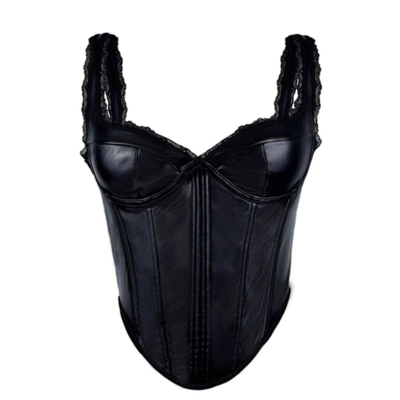 Women's Clothing Leather Lace Suspenders Inner Tops Slim Fit High End Herringbone Bra Outer Wear_voghion.com