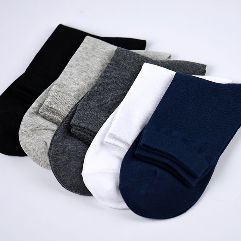 2025d Spring And Summer Solid Color Breathable Sweat-Absorbing Odor-Resistant Mid-Calf Four Seasons Short Business Men's Socks_voghion.com