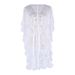 Elegantes Überkleid aus Spitzennetzgewebe für Damen mit Ösendetails – Wickelkleid für Strandbikini und Bademode, kurzes Sommerurlaubskleid, Weiß, Einheitsgröße_voghion.com