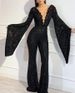 Damenbekleidung Pailletten Sexy Fledermausärmel Top Jumpsuit Abendkleid Neu_voghion.com
