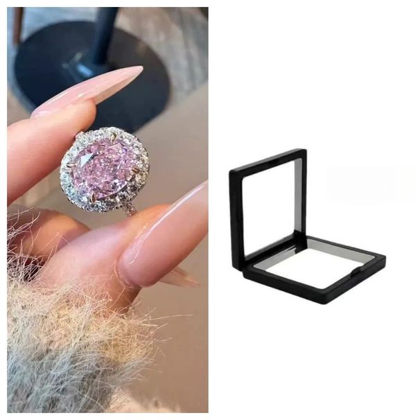 Bague en argent sterling S925 avec diamant rose en forme d'œuf de pigeon pour femme, pierre précieuse haut de gamme et légère, design original, index_voghion.com