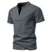 New Men's Deep V-Neck Short Sleeved With Breathable Elastic Base, Summer Fashion Stand Up Collar T-Shirt Top_voghion.com