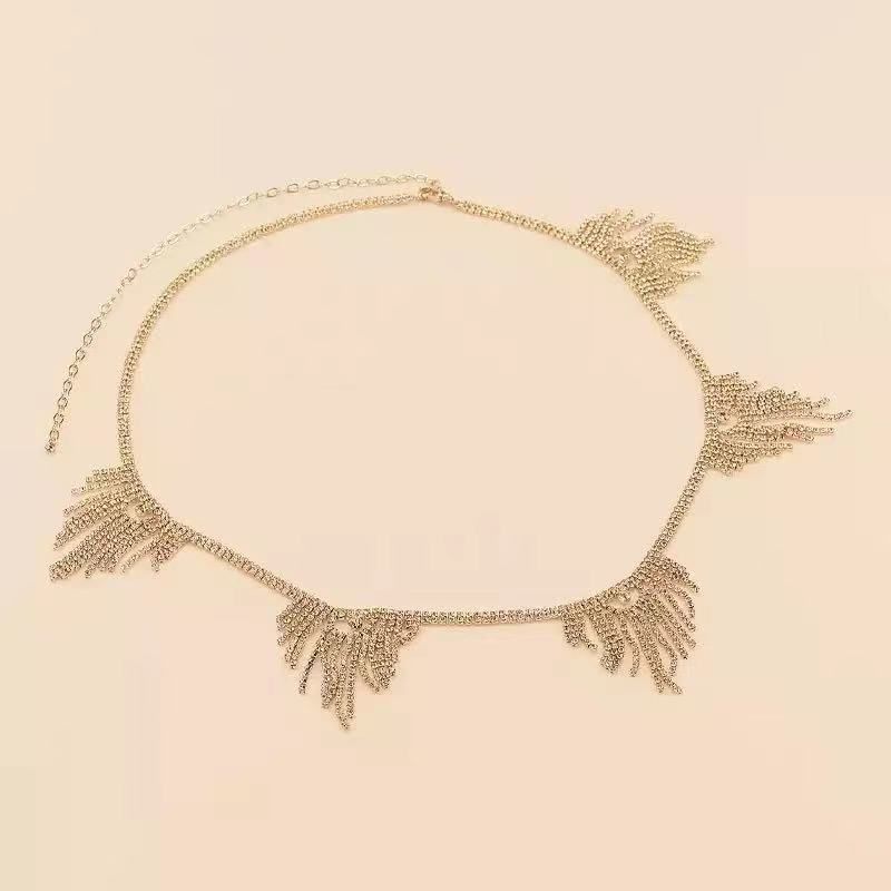 New body accessories with rhinestones, tassels, ins style, sexy chain, nightclub trend, waist chain_voghion.com