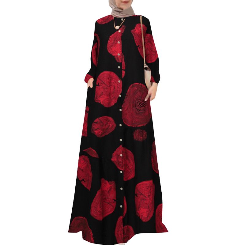 Women Leisure retro long sleeved robe dress_voghion.com