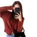 Women's Square Neck Knit Cardigan Thin Long Sleeve Open Front Sweater Casual Short Top Trendy Fashion_voghion.com