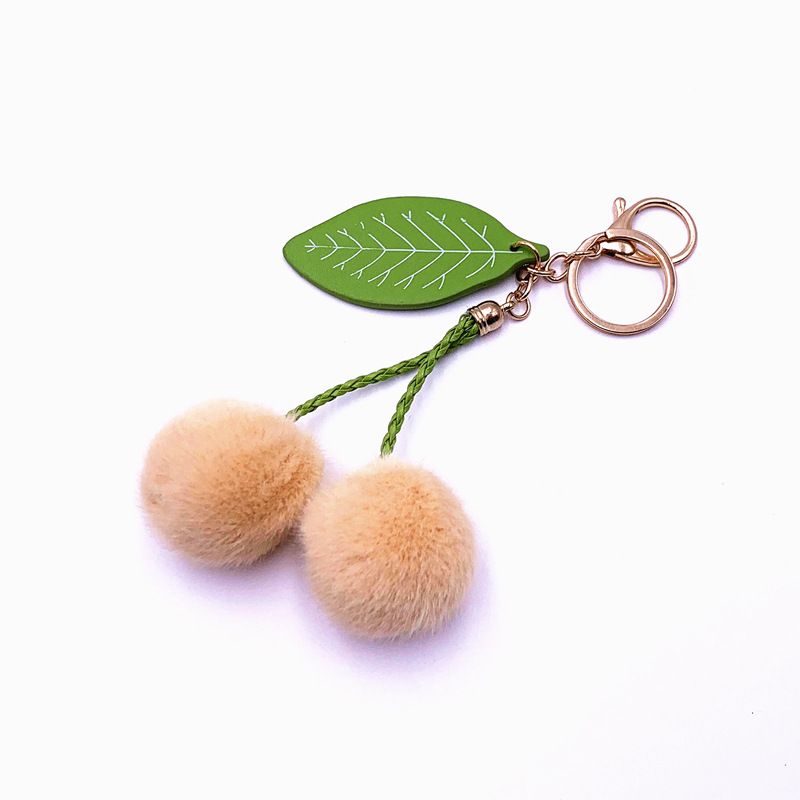 Portachiavi con ciondolo a forma di frutta, per auto, con ciliegia, con palla di pelo, peluche, ciondolo a forma di cartone animato, accessori creativi_voghion.com