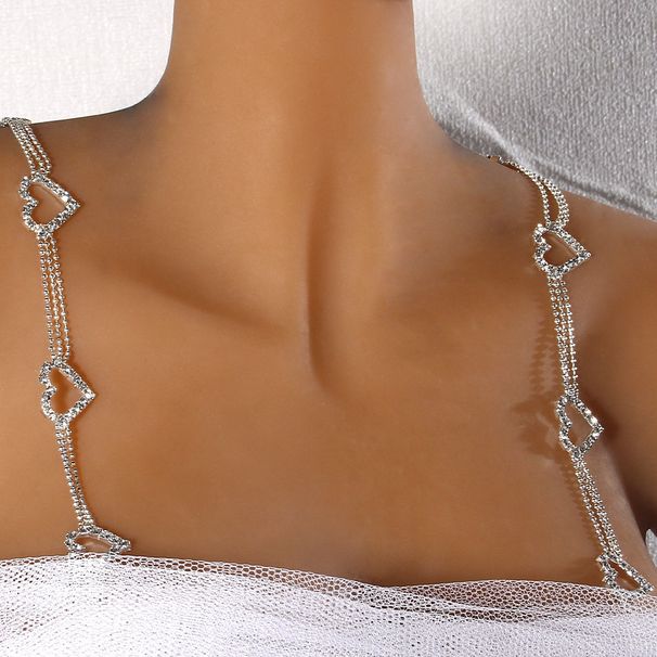 Catena per il corpo con strass a forma di cuore, tracolla per sposa, catena per il corpo di alta qualità, catena per la spalla_voghion.com