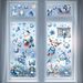 Adesivo decorativo natalizio statico per finestra con Babbo Natale, alce e pupazzo di neve blu, personalizzabile, transfrontaliero_voghion.com