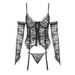 Intimo Corsetto nero con lacci, intimo modellante sexy traspirante con rifiniture in pizzo_voghion.com