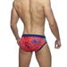 Slip da spiaggia a triangolo rosso sexy da uomo UXH, con stampa a patchwork davanti e dietro a righe._voghion.com
