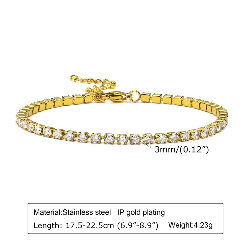 Bracciale da tennis con catena in zircone inossidabile color oro, cavigliera da donna, gioielli alla moda in acciaio al titanio BR-1241_voghion.com