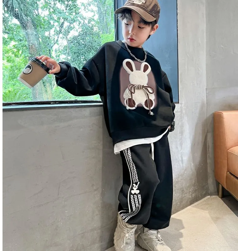 kids'clothing Vêtements pour enfants garçon dessin animé lapin moyen sport pour enfants explosion rue style étranger deux pièces mode_voghion.com
