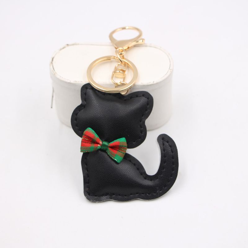 New Cat Bow Tie Leather Keychain Bag Charm Backpack Accessory Wallet Pendant_voghion.com