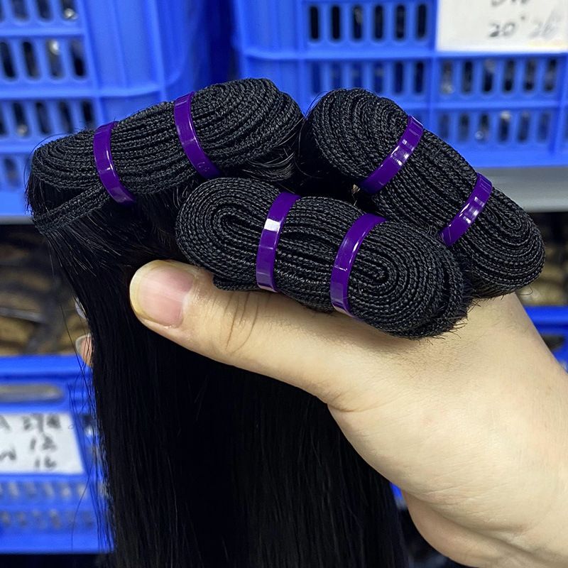 Super doppelt gezogene Haarsträhnen mit einer Feilenstruktur, gerades Knochenbündel, menschliches Haar_voghion.com
