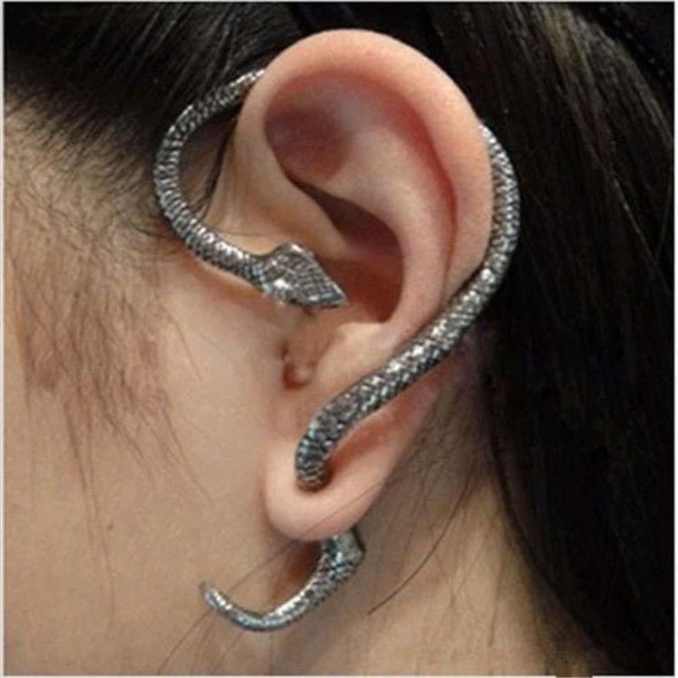 Snake-Shaped Wrapped Animal Clips Punk Style Exaggerated Ear Hooks Elegant Accessories Earrings_voghion.com