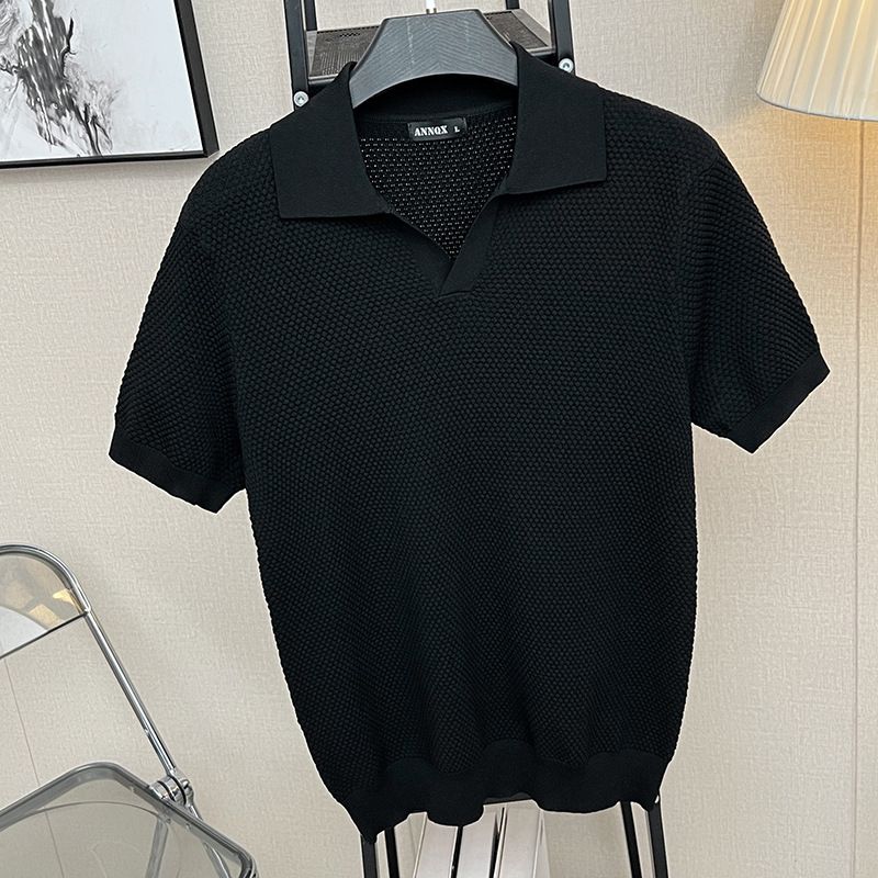 Männerkleeder Fréijoer/Summer an Hierscht Business Polopullover Jacquard Pineapple Needle Slim Fit Top_voghion.com