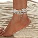 Fashion Ocean Style Alloy Starfish Pendant Shell Wax Thread Woven Bead Elastic Women's Anklet 7-Piece Set_voghion.com