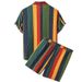 CT Herren Beach Hawaiian Bunt Gestreift Kurzarm Und Shorts Set Zweiteiliges Hemd_voghion.com