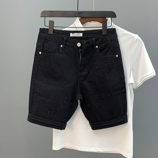 Herrenbekleidung Ganzkörper-Hot-Diamond-Denim-Shorts Herren-Trendmarke High Street Casual Fünf-Punkt-Hose_voghion.com