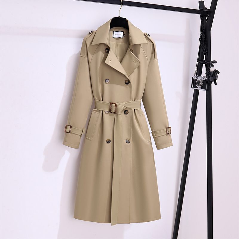 Trench-coat mi-haut de gamme pour femme, style automne, version coréenne, coupe cintrée classique_voghion.com