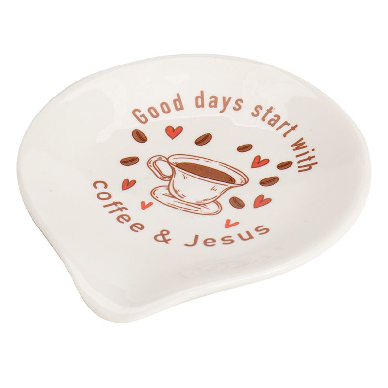 Creative Ceramic Spoon Rest - Thickened Non-Slip Design For Restaurants & Home Use, Decorative Soup Spoon Holder With Unique Patterns_voghion.com